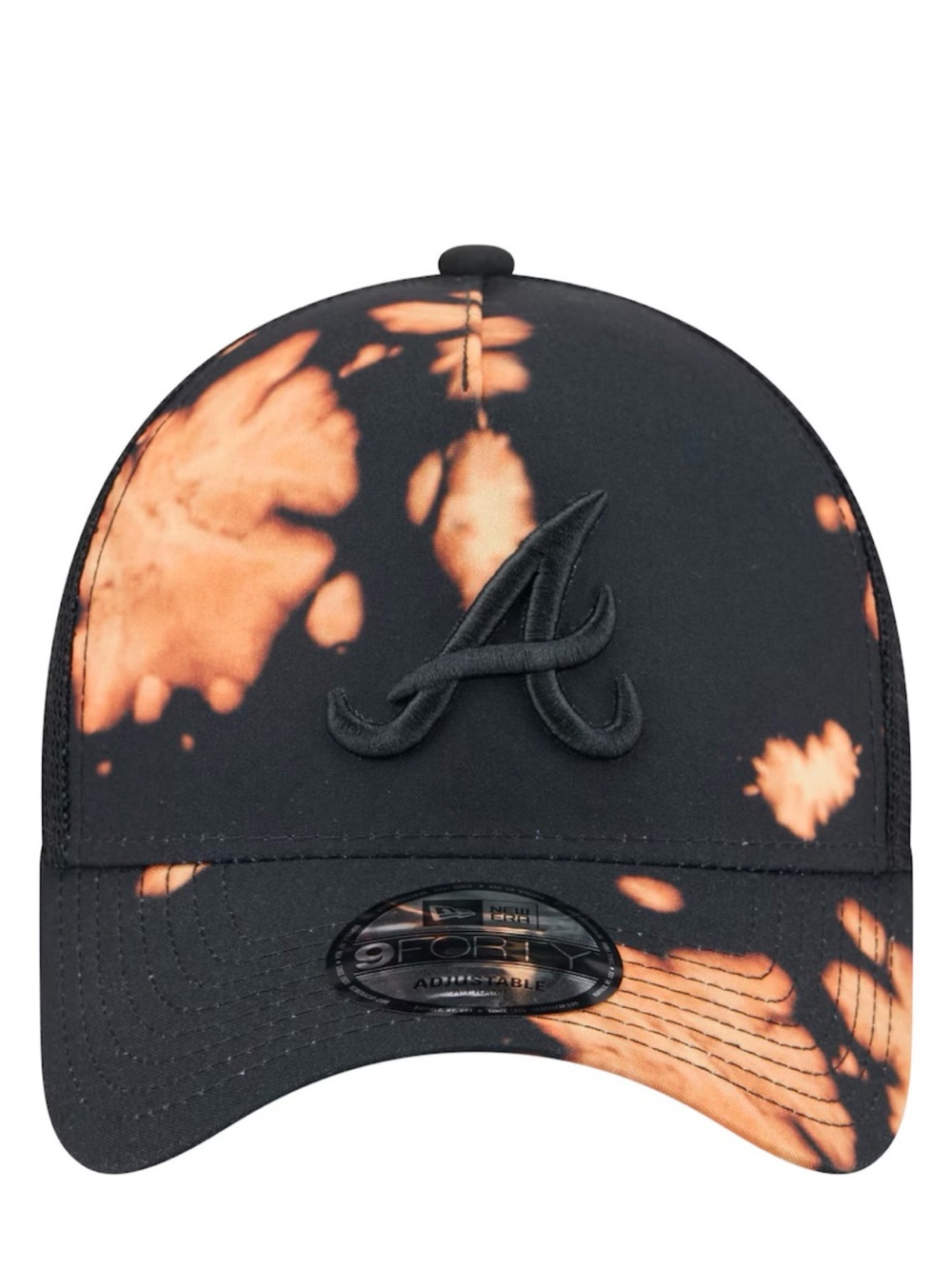 Atlanta Braves New Era Bleached A-Frame 9FORTY Adjustable Hat - Black